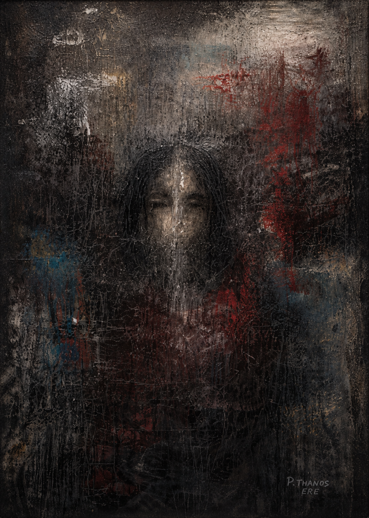Buried Presence by Petros Thanos – Emotional Realism Expressionism (ERE) original oil painting